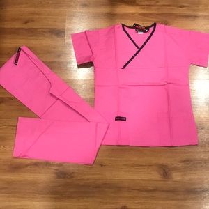 XS pink scrub set